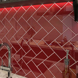 Giorbello (Sample) 6x12 Glass Subway Tiles Ruby Red 6-in x 12-in Glossy Glass Brick Subway Wall Tile