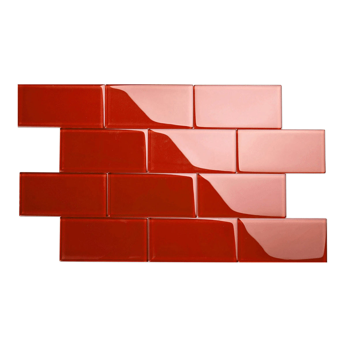 Giorbello Classic Premium Ruby Red 3-in x 6-in Glossy Glass Subway Wall Tile (5-sq. ft/ Carton)