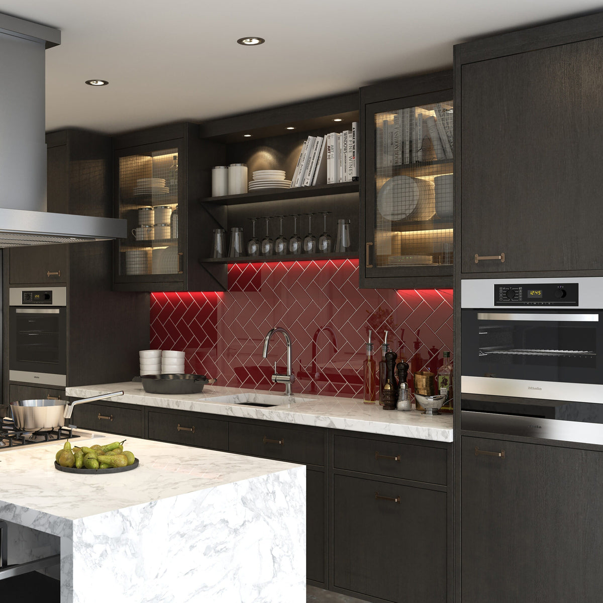 Giorbello Classic Premium Ruby Red 3-in x 6-in Glossy Glass Subway Wall Tile (5-sq. ft/ Carton)