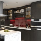 Giorbello Classic Premium Ruby Red 3-in x 6-in Glossy Glass Subway Wall Tile (5-sq. ft/ Carton)