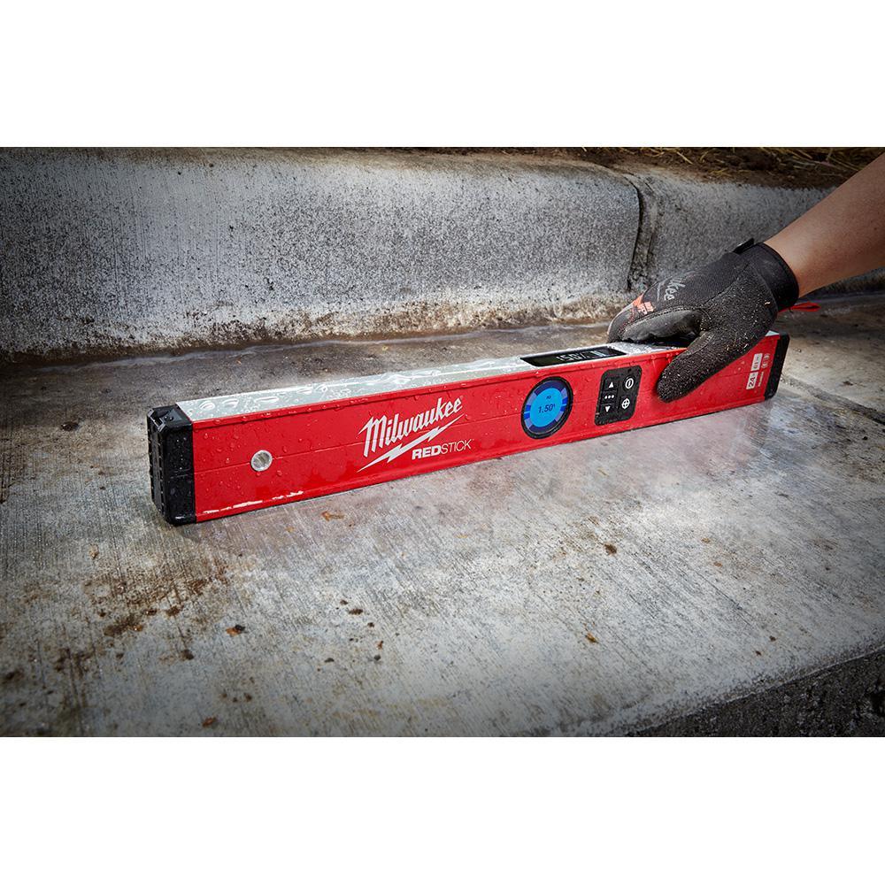 24 in. Redstick Digital Box Level with Pin-Point Measurement Technology W/ 700 Lumens LED Rechargeable Flashlight - Super Arbor