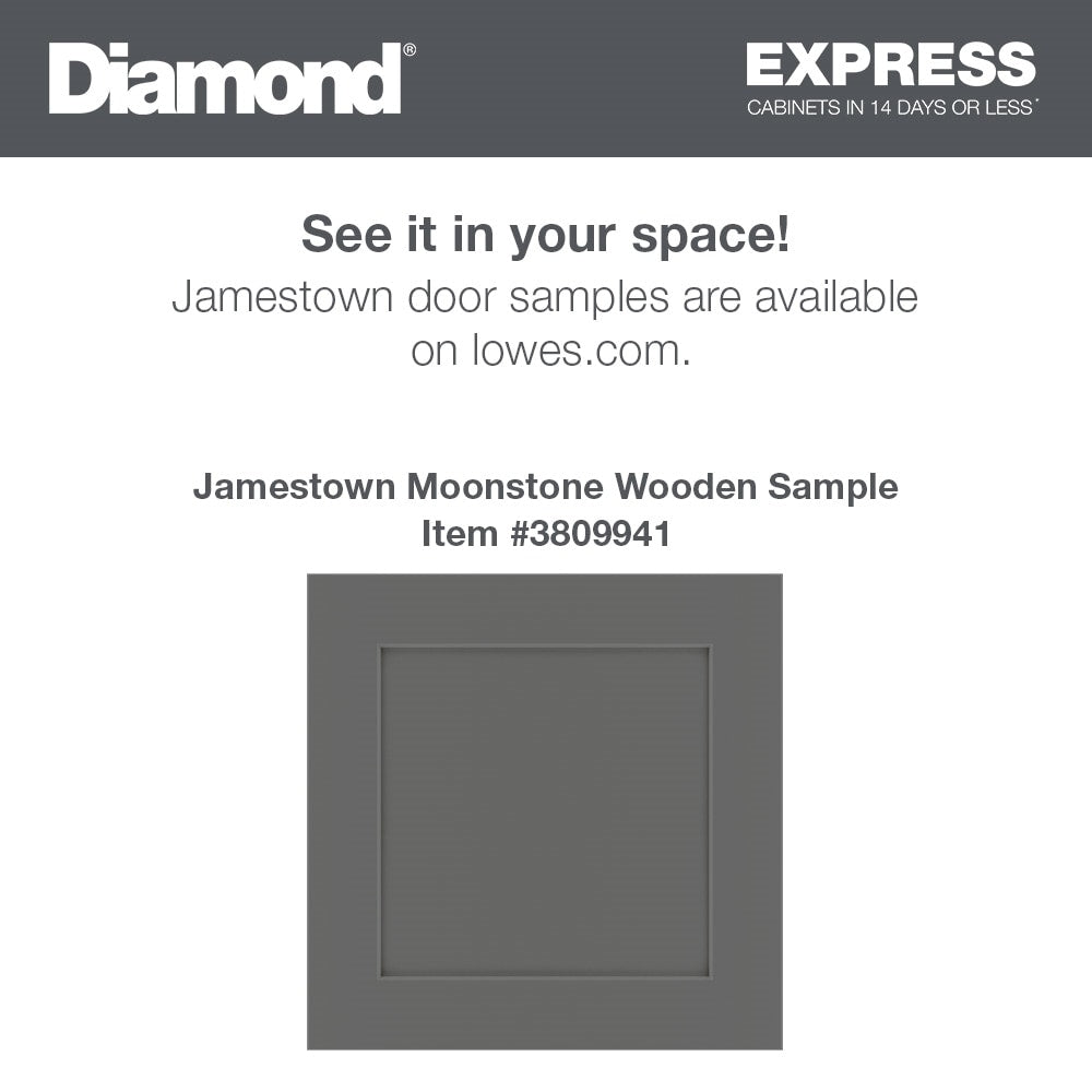 Diamond Express Jamestown 33-in W x 34.5-in H x 24-in D Moonstone Gray 1-Drawer Base Fully Assembled Plywood Cabinet (Recessed Panel Square Style)