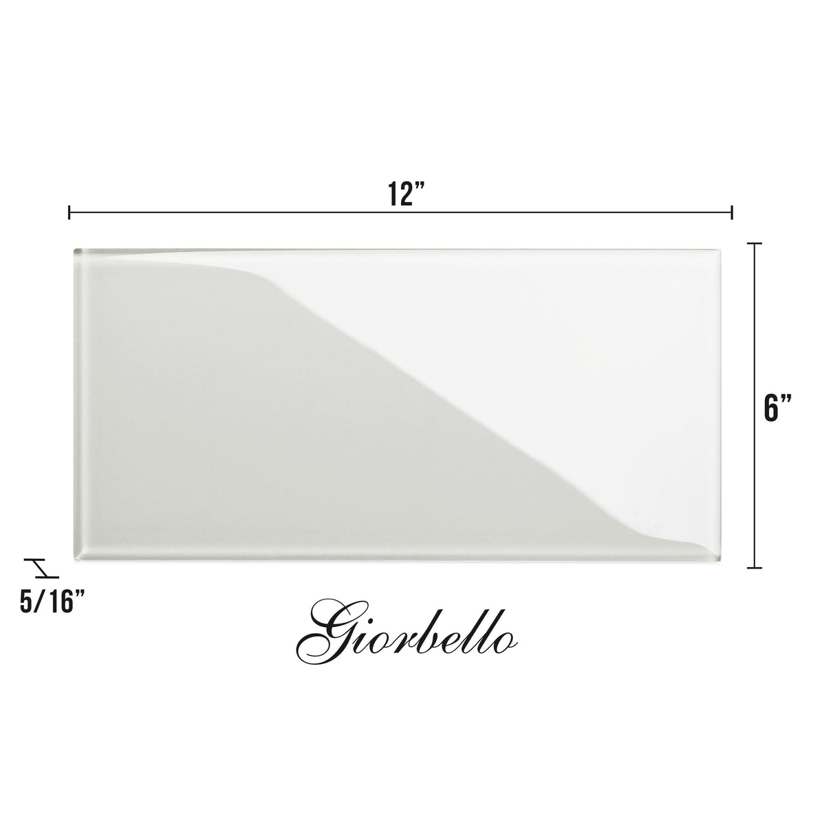 Giorbello (Sample) 6x12 glass subway tiles Light Gray 6-in x 12-in Glossy Glass Brick Subway Wall Tile