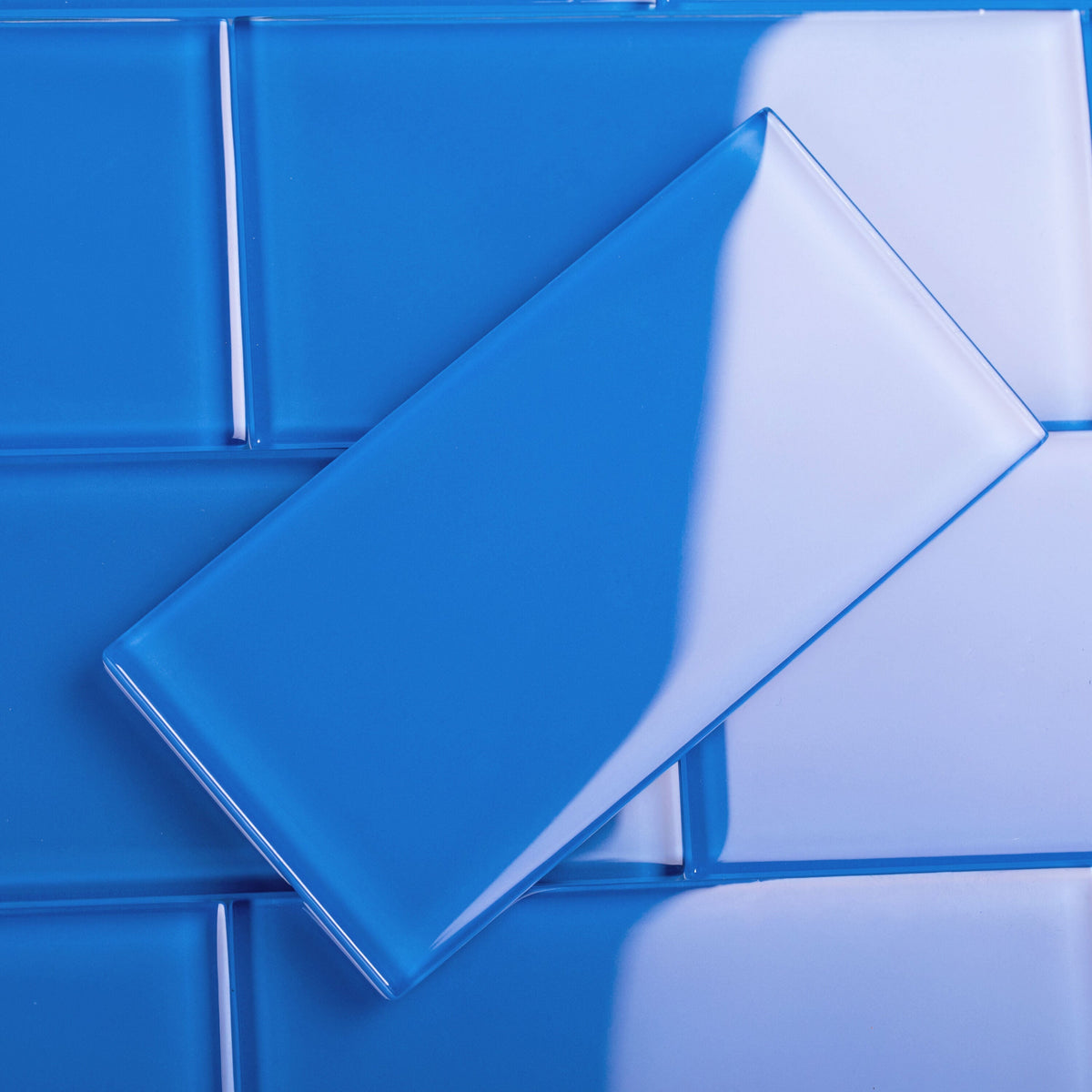 Giorbello (Sample) 3x6 Glass Subway Tiles Cobalt Blue 3-in x 6-in Glossy Glass Brick Subway Floor and Wall Tile