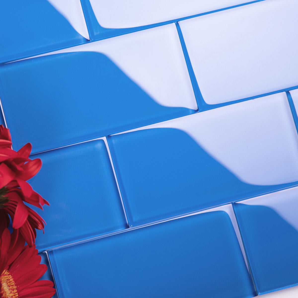 Giorbello (Sample) 6x12 glass subway tiles Cobalt Blue 6-in x 12-in Glossy Glass Brick Subway Wall Tile