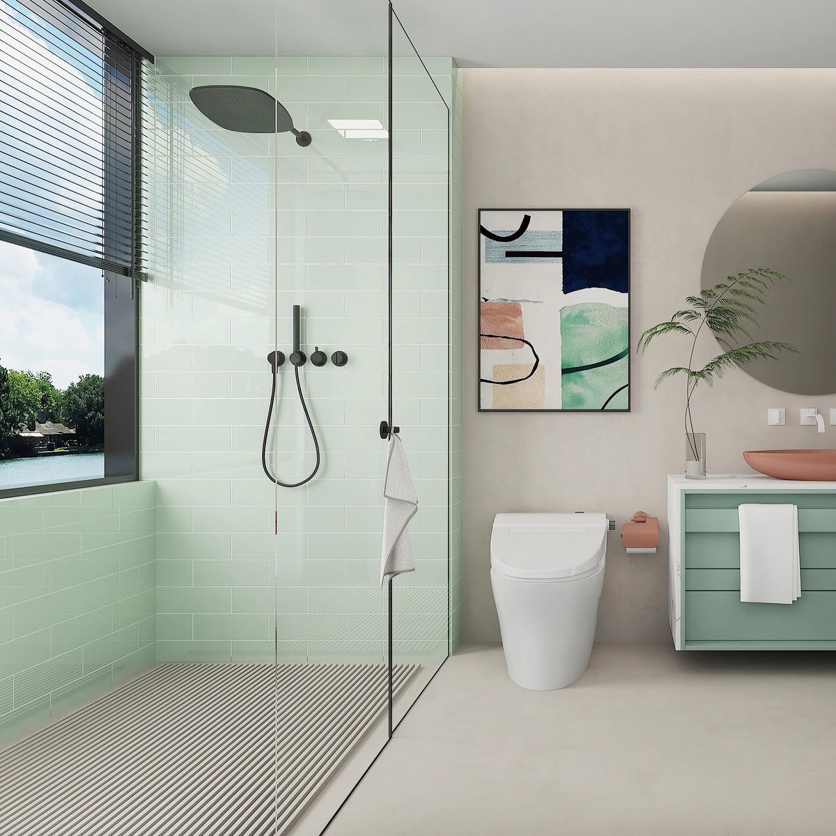 Giorbello (Sample) 4x12 glass subway tiles Winter Sage 4-in x 12-in Glossy Glass Brick Subway Wall Tile