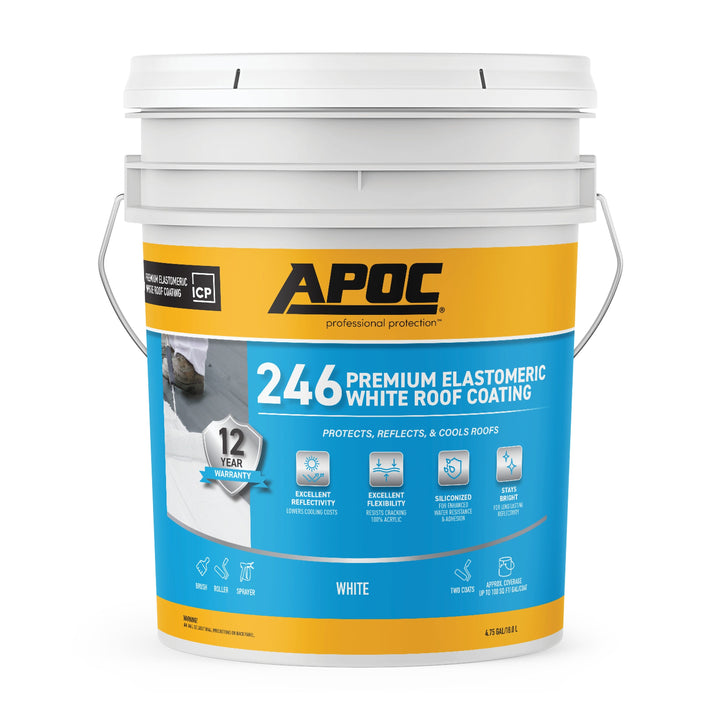 APOC 246 4.75-Gallon White Elastomeric Reflective Roof Coating, 12-Year Limited Warranty