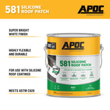 APOC 581 Silicone Roof Patch, 0.9-Gallon Waterproof Roof Sealant – White