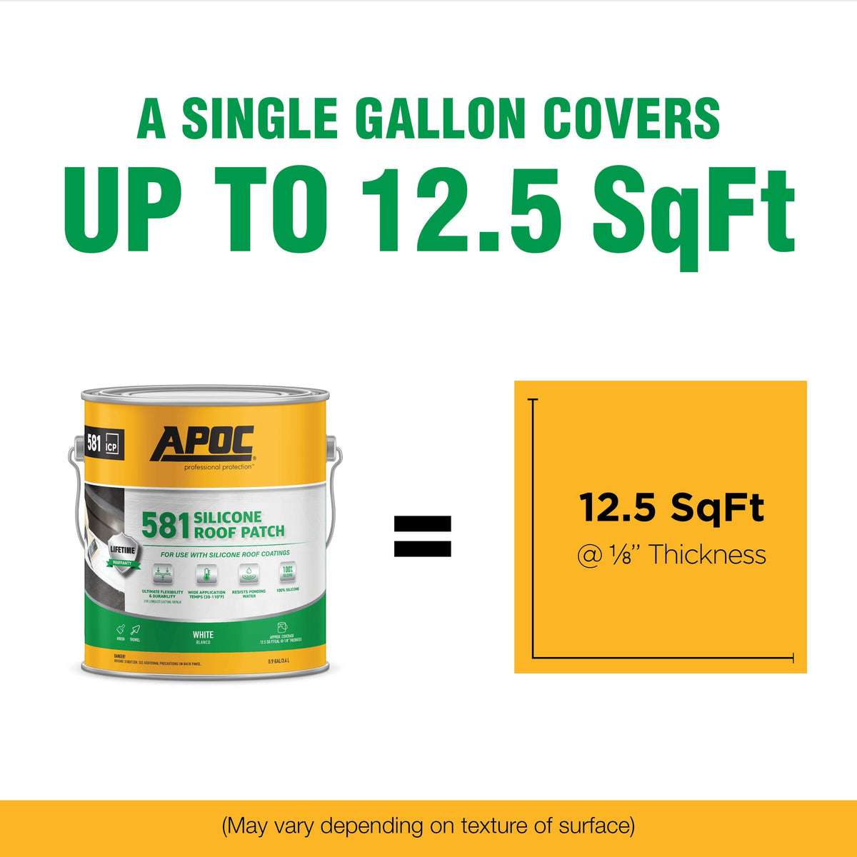 APOC 581 Silicone Roof Patch, 0.9-Gallon Waterproof Roof Sealant – White