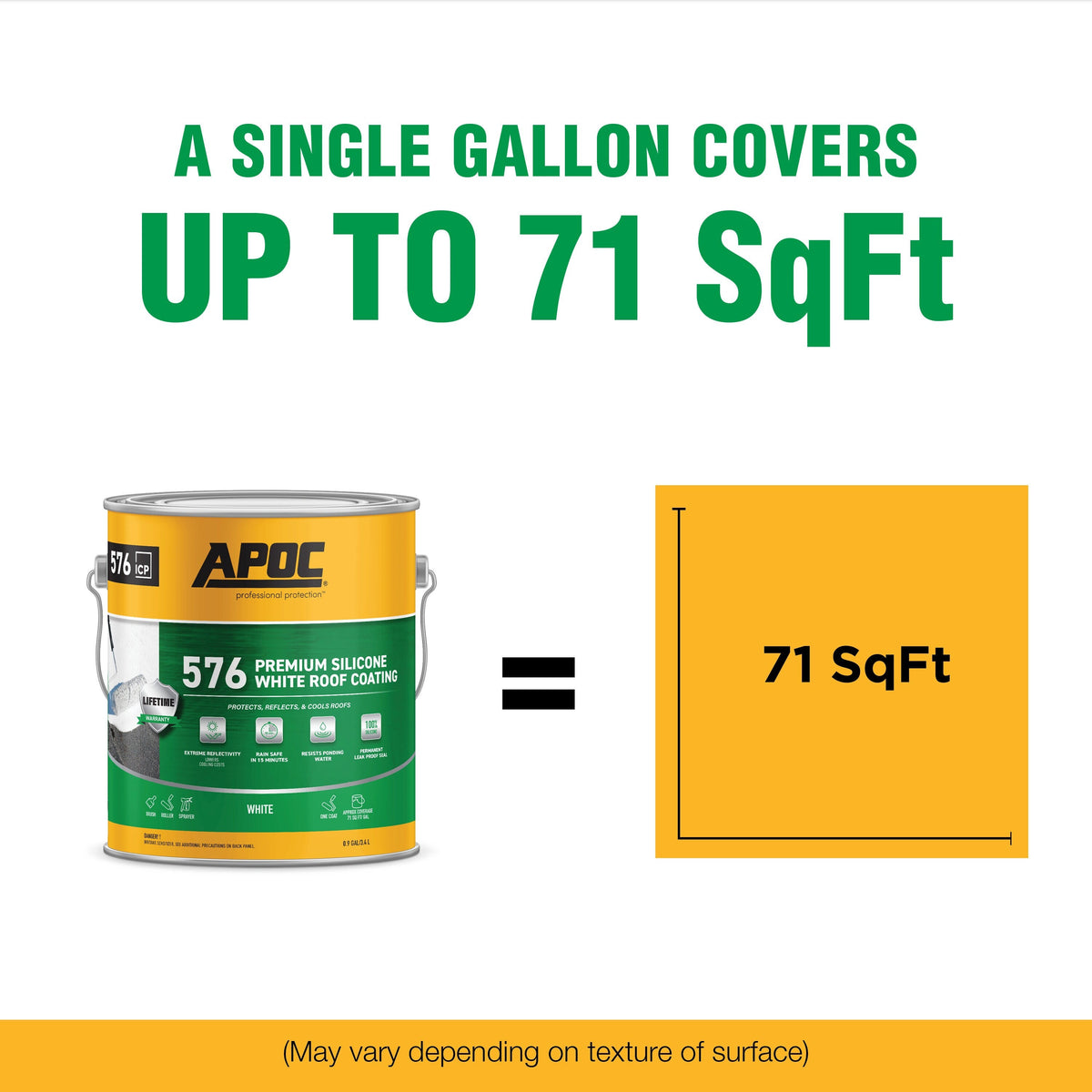 APOC 576 3.6-Quart White Silicone Reflective Roof Coating — Lifetime Warranty