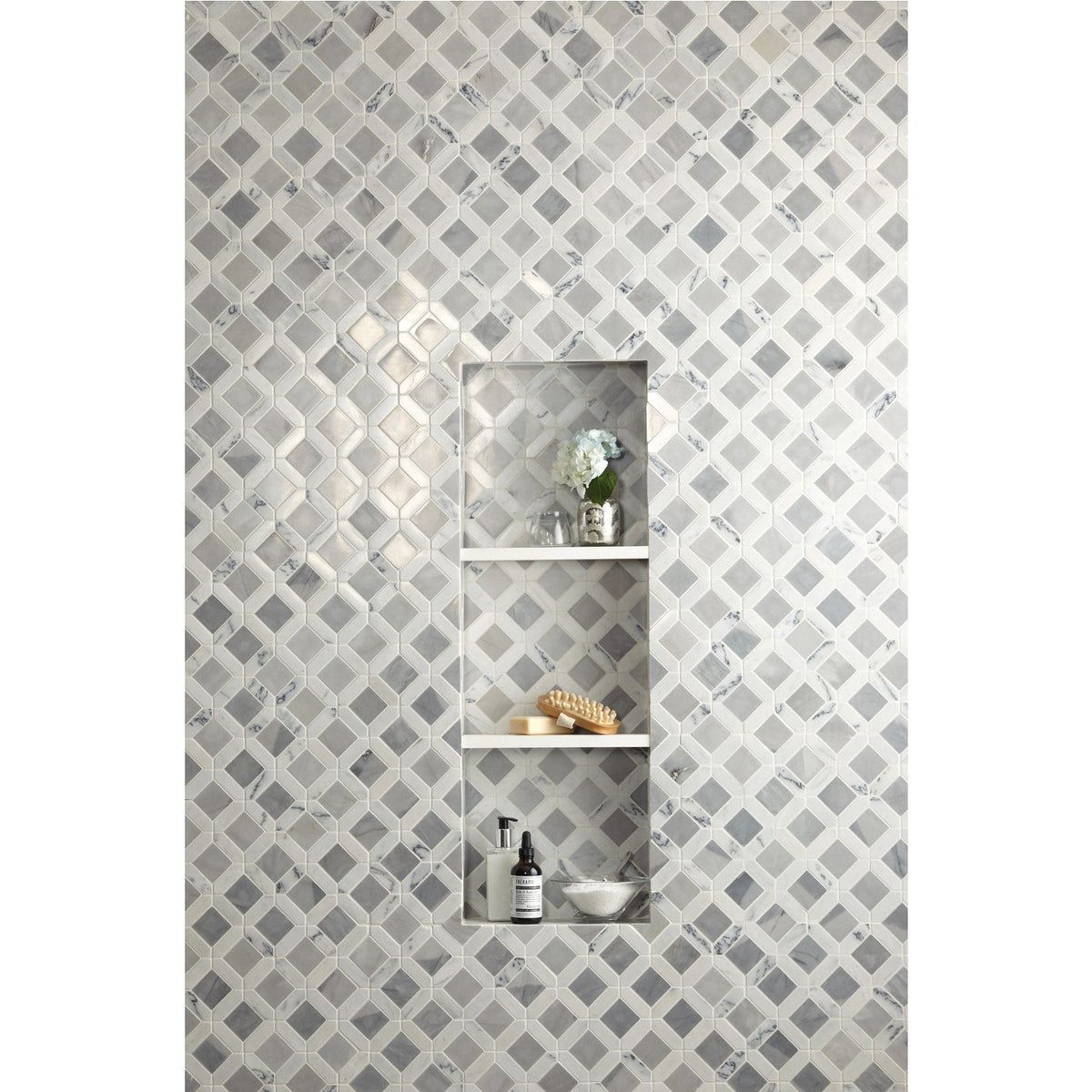 American Olean Genuine Stone White and Gray 12-in x 12-in Glazed Natural Marble Mosaic Floor and Wall Tile (1.08-sq ft)