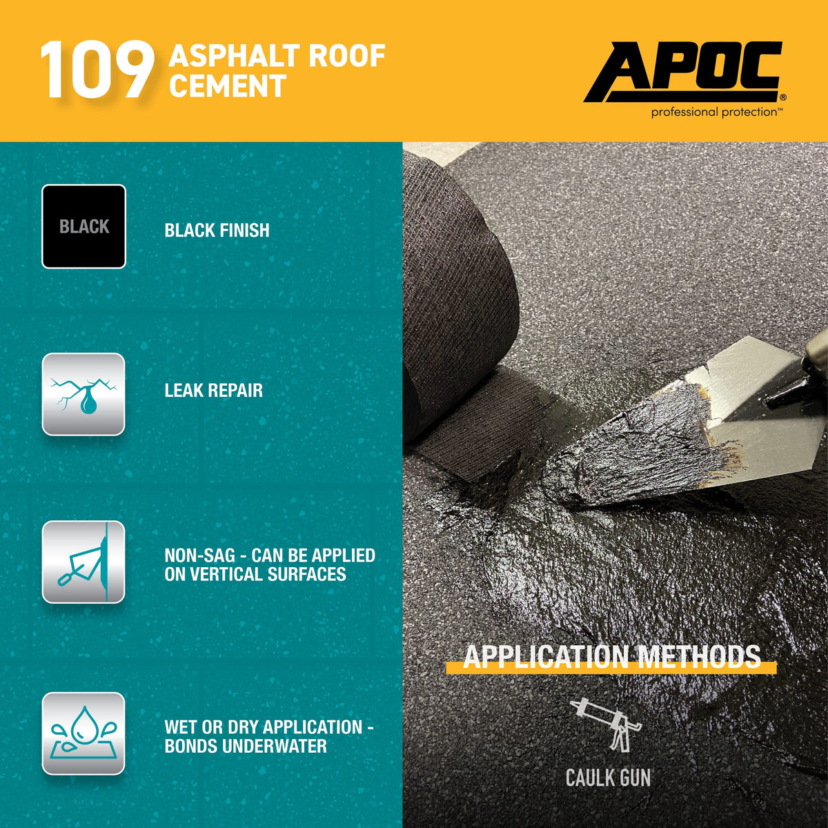 APOC 109 Fibered Waterproof Asphalt Roof Cement Sealant, 10-oz Tube