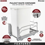 Rev-A-Shelf 11-in x 22-in x 19-in 50-Quart Soft Close Single Pull Out Trash Can