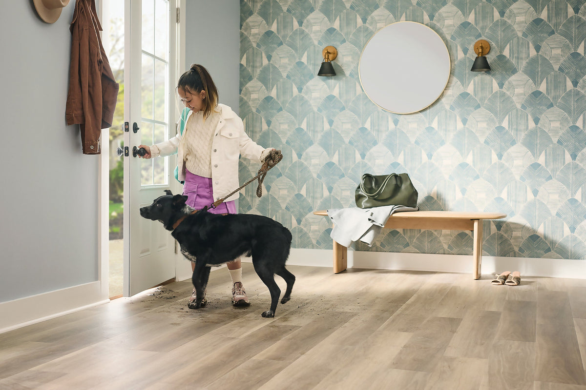 STAINMASTER PetProtect Yorktown Walnut 7-mm x 7-in W x 48-in L Waterproof Interlocking Luxury Vinyl Plank Flooring (19.22-sq ft/case)