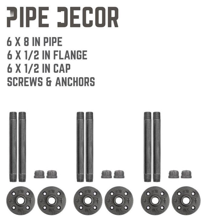 1/2 in. Black Pipe 8 in. L Wall Mounted Shelf Bracket Kit (6-Pack)