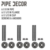 1/2 in. Black Pipe 8 in. L Wall Mounted Shelf Bracket Kit (6-Pack)