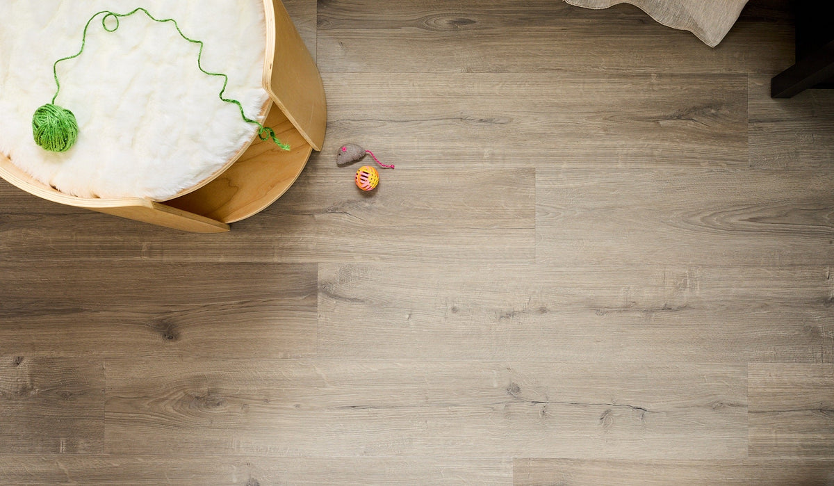 STAINMASTER PetProtect Trelawney Grey Oak 7-mm x 7-in W x 48-in L Waterproof Interlocking Luxury Vinyl Plank Flooring (19.22-sq ft/case)
