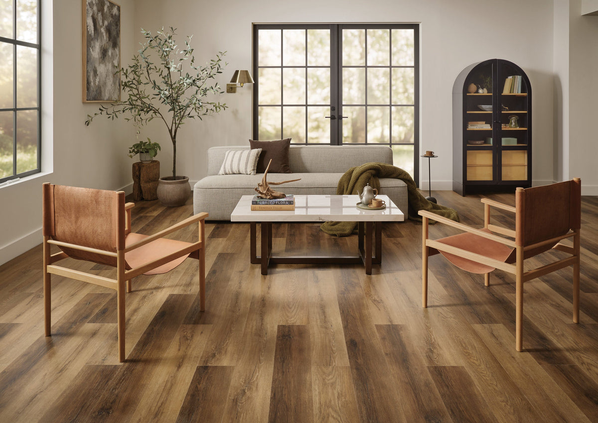 STAINMASTER PetProtect Wendover Brown Oak 20-mil x 7-in W x 48-in L Waterproof Interlocking Luxury Vinyl Plank Flooring