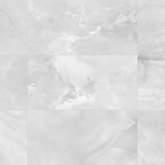 Satori Onyx Luna 12-in x 24-in Polished Porcelain Marble Look Floor and Wall Tile (1.94-sq. ft/ Piece)