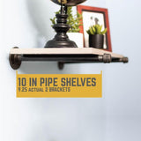 1/2 in. Black Pipe 10 in. L Wall Mounted Shelf Bracket Kit (6-Pack)
