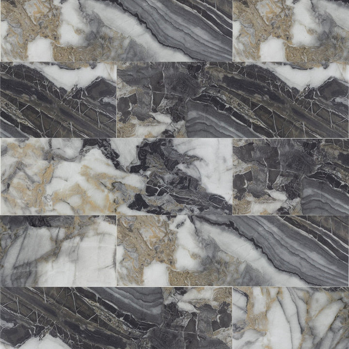 Peel&Stick Tile Peel and Stick Greystone Plank Marble Gray 4-in x 12-in Matte PVC Marble look Peel and stick Mosaic Wall Tile product image