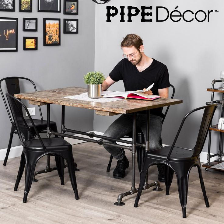 3/4 in. Black Pipe x 3 ft. L x 30 in. H Bridge Design Kitchen Table Kit