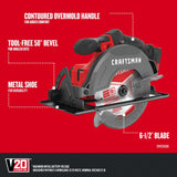 CRAFTSMAN V20 20-Volt Max 6-1/2-in Cordless Circular Saw with Brake and Metal Shoe, Tool Only
