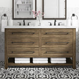 allen + roth Kennilton 60-in Gray Oak Double Sink Bathroom Vanity with Gray Oak Engineered Stone Top