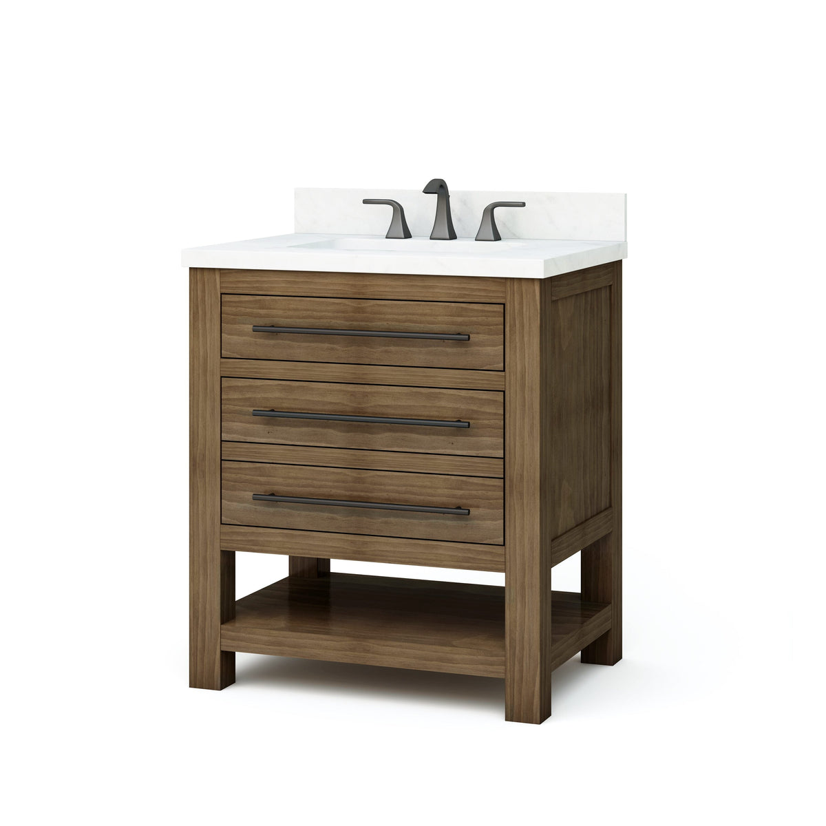 allen + roth Kennilton 30-in Gray Oak Single Sink Bathroom Vanity with Gray Oak Engineered Stone Top