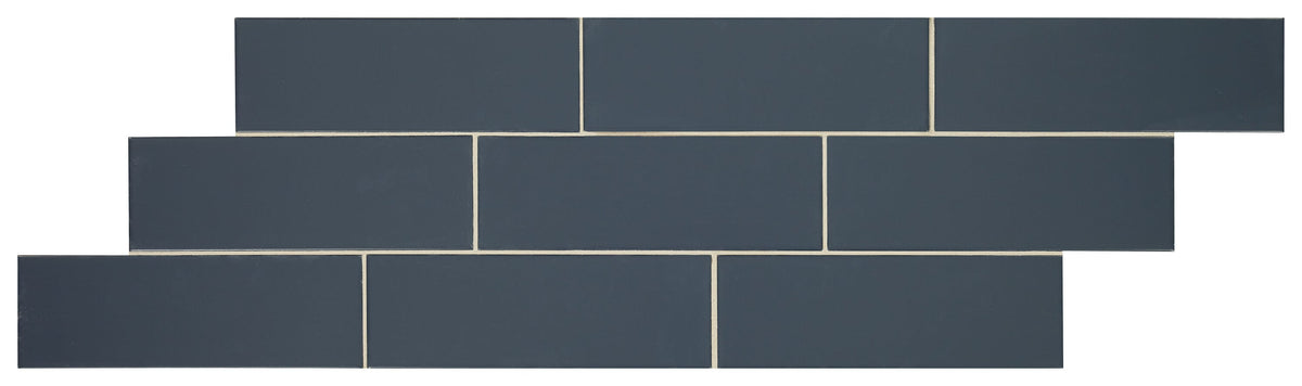 VitaScape Midnight Satin 4-in x 12-in Satin Ceramic Subway Wall Tile (0.38-sq. ft per Piece) by American Olean