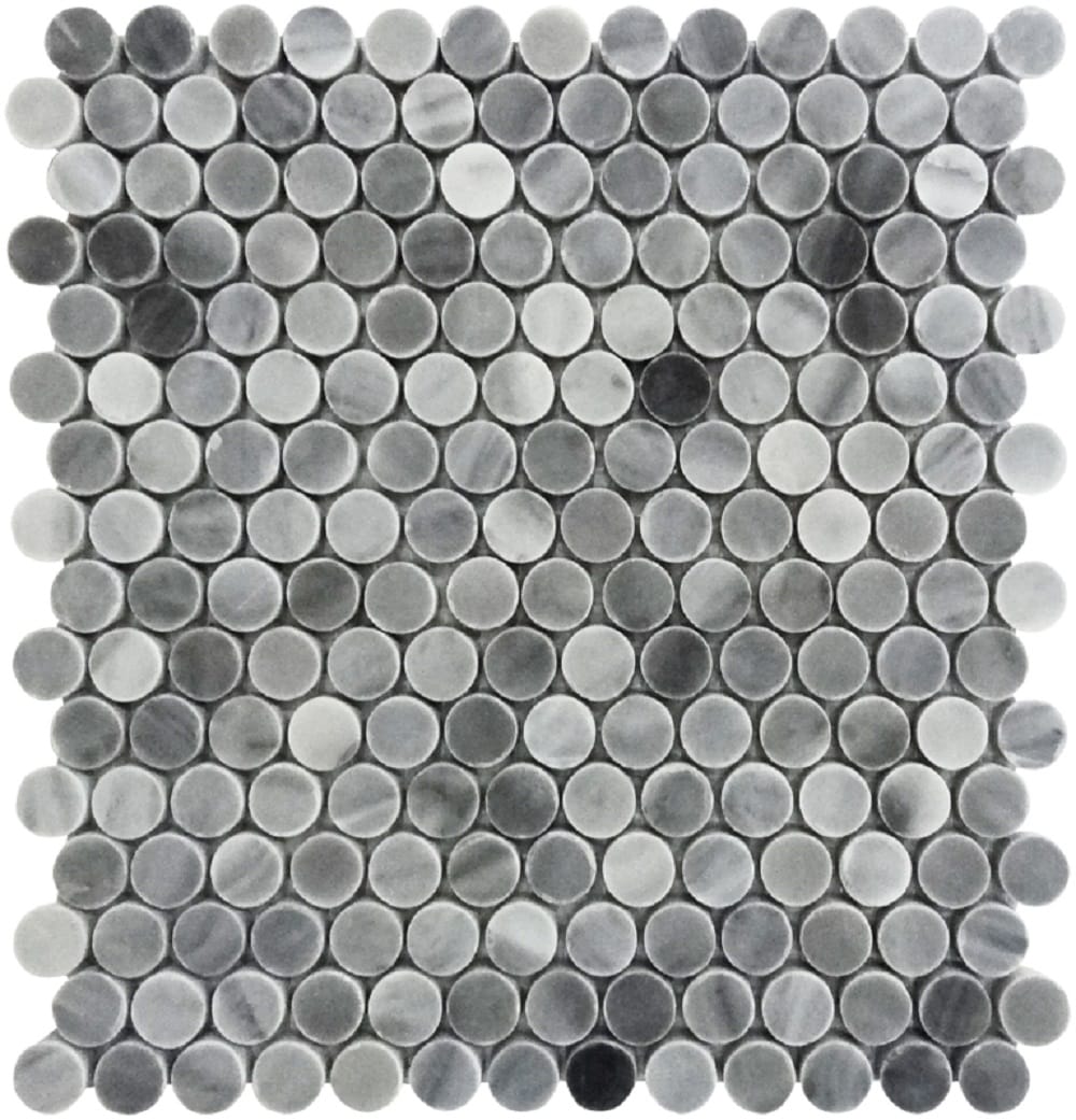 Apollo Tile Indigo Gray 11-in x 12-in Polished Natural Stone Marble Penny Round Patterned Floor and Wall Tile (4.82-sq. ft/ Carton)