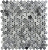 Apollo Tile Indigo Gray 11-in x 12-in Polished Natural Stone Marble Penny Round Patterned Floor and Wall Tile (4.82-sq. ft/ Carton)