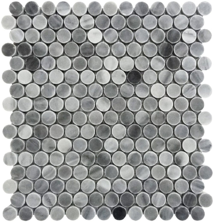 Apollo Tile Indigo Gray 11-in x 12-in Polished Natural Stone Marble Penny Round Patterned Floor and Wall Tile (4.82-sq. ft/ Carton)