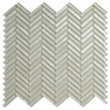 Apollo Tile (Sample) Winterland White 4-in x 4-in Glossy Glass Herringbone Mosaic Floor and Wall Tile