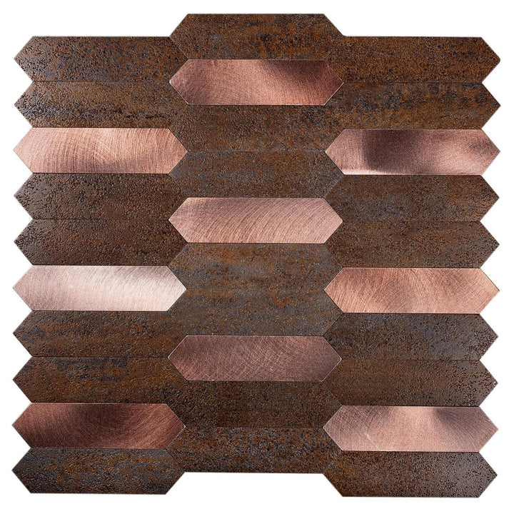Apollo Tile Brisk Copper 12-in x 12-in Brushed PVC Hexagon Peel and Stick Wall Tile (10-sq. ft/ Carton)