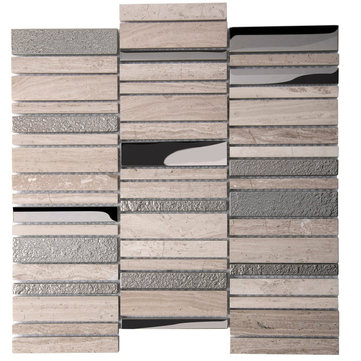 Apollo Tile (Sample) Floor and Wall Tile Brown and Beige 4-in x 4-in Polished Glass/Metal/Stone Quartz Linear Patterned Floor and Wall Tile