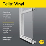Pella 150 Series 72-in x 80-in 4-9/16-in Low-E Argon Grilles-Between-the-Glass White Vinyl Universal Sliding Double Patio Door