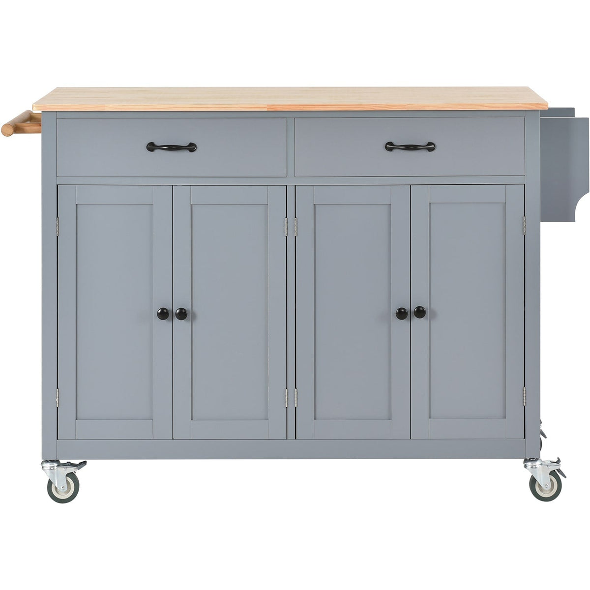 SINOFURN Gray Mdf Base with Wood Top Rolling Kitchen Cart (18.5-in x 54.33-in x 36.22-in)
