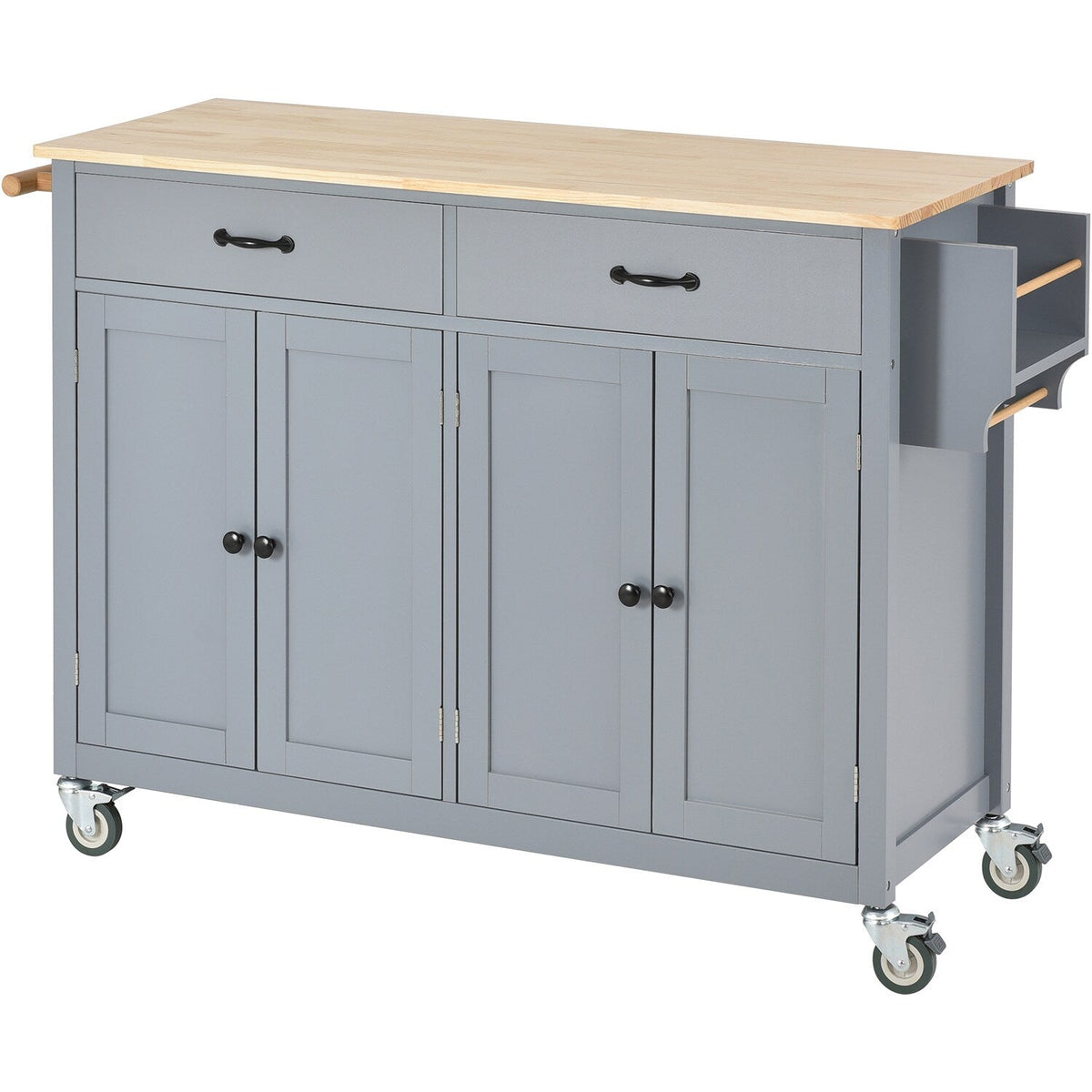 SINOFURN Gray Mdf Base with Wood Top Rolling Kitchen Cart (18.5-in x 54.33-in x 36.22-in)