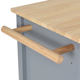 SINOFURN Gray Mdf Base with Wood Top Rolling Kitchen Cart (18.5-in x 54.33-in x 36.22-in)