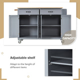 SINOFURN Gray Mdf Base with Wood Top Rolling Kitchen Cart (18.5-in x 54.33-in x 36.22-in)