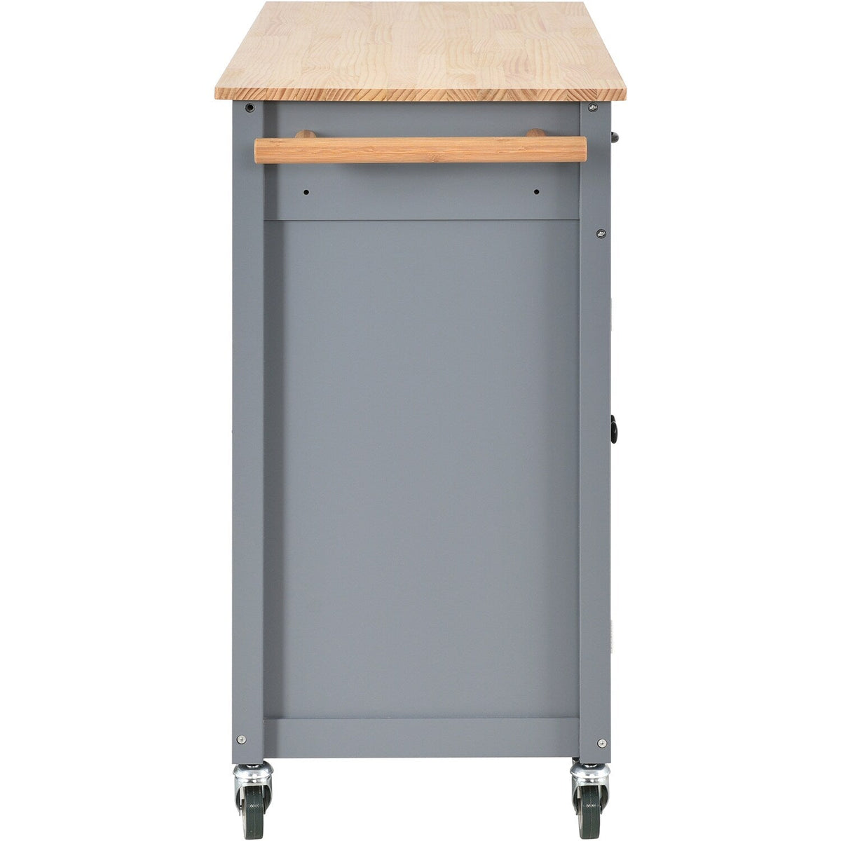 SINOFURN Gray Mdf Base with Wood Top Rolling Kitchen Cart (18.5-in x 54.33-in x 36.22-in)