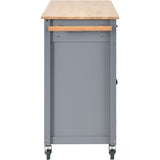 SINOFURN Gray Mdf Base with Wood Top Rolling Kitchen Cart (18.5-in x 54.33-in x 36.22-in)