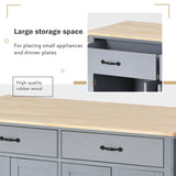 SINOFURN Gray Mdf Base with Wood Top Rolling Kitchen Cart (18.5-in x 54.33-in x 36.22-in)