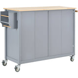 SINOFURN Gray Mdf Base with Wood Top Rolling Kitchen Cart (18.5-in x 54.33-in x 36.22-in)