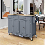SINOFURN Gray Mdf Base with Wood Top Rolling Kitchen Cart (18.5-in x 54.33-in x 36.22-in)