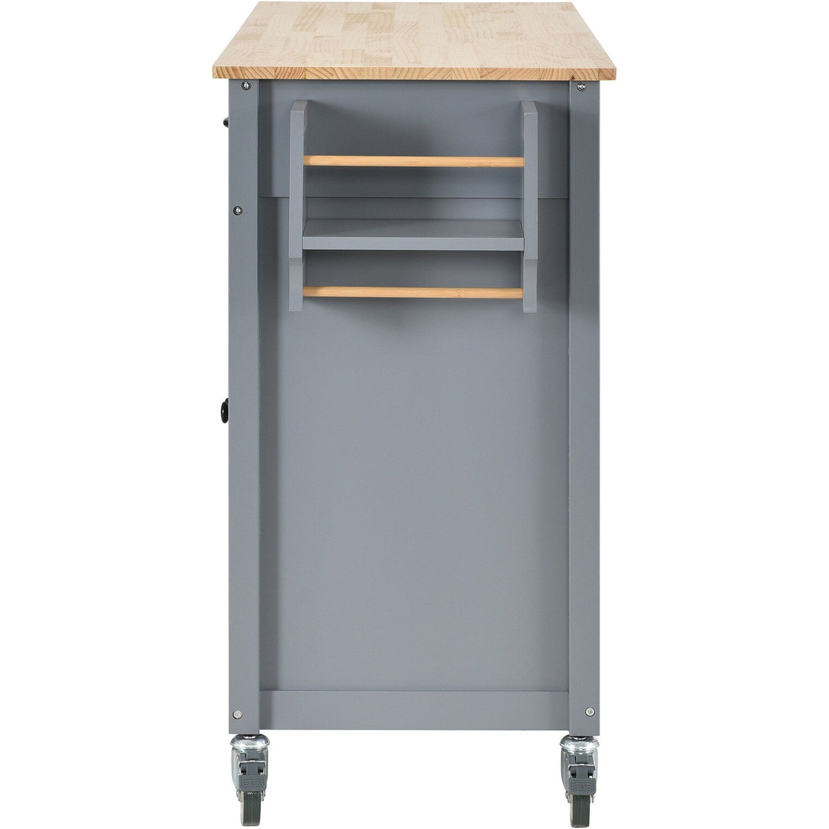 SINOFURN Gray Mdf Base with Wood Top Rolling Kitchen Cart (18.5-in x 54.33-in x 36.22-in)