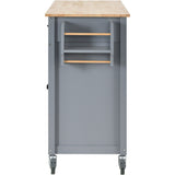SINOFURN Gray Mdf Base with Wood Top Rolling Kitchen Cart (18.5-in x 54.33-in x 36.22-in)
