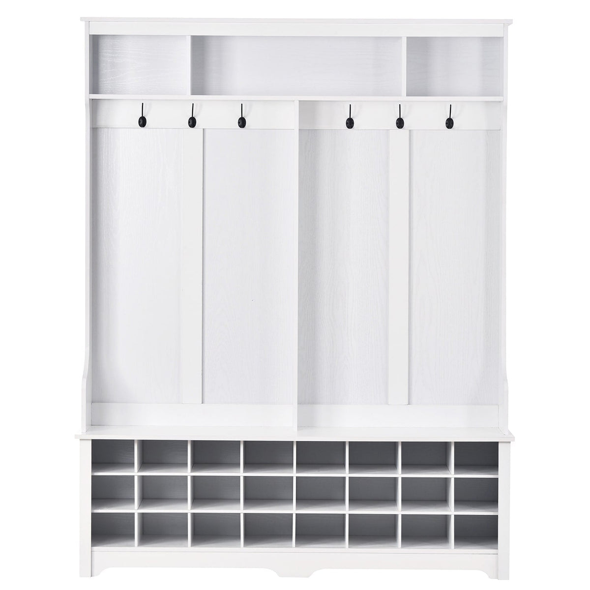 SINOFURN Hall Tree Entryway Bench with Shelves Cabinet