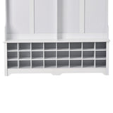 SINOFURN Hall Tree Entryway Bench with Shelves Cabinet
